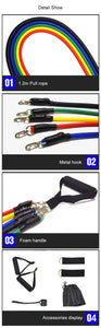 Fitness: by LOOGDEEL: Resistance Band Set. 11 PCS. Body Training.  Latex Tubes.