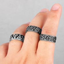 Load image into Gallery viewer, WRings: Celtic Knot Weave Ring. Viking Symbols. Stainless Steel. 1 piece.
