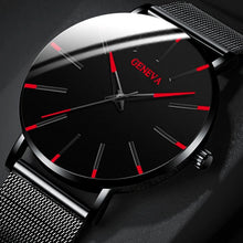 Load image into Gallery viewer, Watches: by Geneva. Minimalist Styling. Ultra Thin. Blue Stainless Steel Mesh. Quartz.
