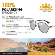 Load image into Gallery viewer, Eyewear: Aviation / Driving Intelligent Chameleon Style Glasses. Photochromic. Polarized. UV400.
