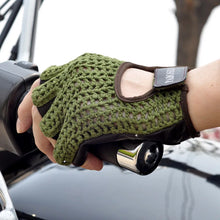 Load image into Gallery viewer, Gloves; Leather Mesh. Fingerless. Driving Comfort.
