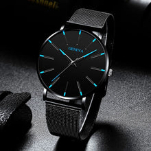 Load image into Gallery viewer, Watches: by Geneva. Minimalist Styling. Ultra Thin. Blue Stainless Steel Mesh. Quartz.
