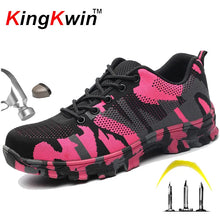 Load image into Gallery viewer, Boots: Pink Steel Toe  Sneakers. Comfortable. Slip Resistant.
