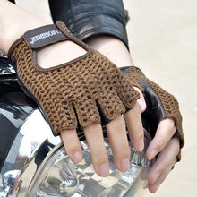 Load image into Gallery viewer, Gloves; Leather Mesh. Fingerless. Driving Comfort.
