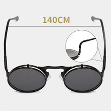 Load image into Gallery viewer, Eyewear: Fashion Flip Up Steampunk Styling. Retro Metal Round Frame. Punk Style UV400 O7
