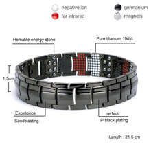 Load image into Gallery viewer, Wristwear: 100% Pure Titanium Magnetic Bracelet. Black and Silver Hematite. Health, Energy and Style.
