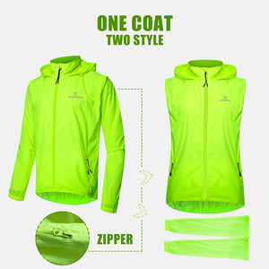 Safety Wear: by QUESHARK. Windproof, Waterproof Reflective Jacket. Long Sleeve Windbreaker.