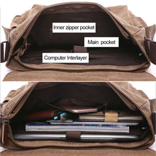 Load image into Gallery viewer, Travel Bags: Retro Messenger Bag. Canvas. Leisure or Work Travel Bag. Crossbody styling.
