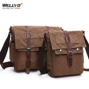 Travel Bags: Retro Messenger Bag. Canvas. Leisure or Work Travel Bag. Crossbody styling.