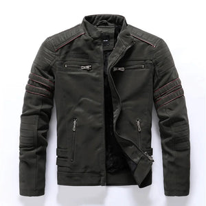 Coats / Jackets: Faux Leather Fleece Winter Warmth. Motorcycle Styled Windbreaker. Multi-pocket Embroidery.