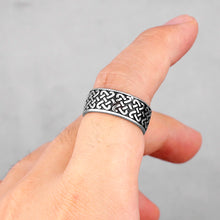 Load image into Gallery viewer, WRings: Celtic Knot Weave Ring. Viking Symbols. Stainless Steel. 1 piece.
