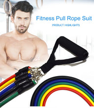 Load image into Gallery viewer, Fitness: by LOOGDEEL: Resistance Band Set. 11 PCS. Body Training.  Latex Tubes.
