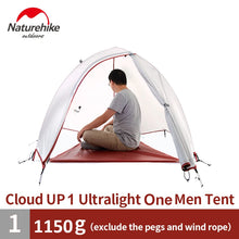 Load image into Gallery viewer, Outdoors: by Naturehike. 1 man Tent. Ultralight.  Double Layered. Aluminum Rods. Includes Ground Mat.
