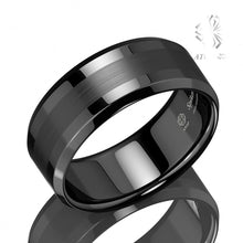 Load image into Gallery viewer, Wrings: 8mm ATOP Brushed Center. Black Tungsten Carbide.
