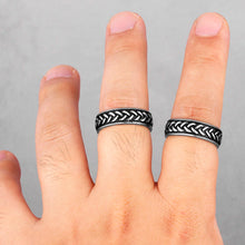 Load image into Gallery viewer, WRings: Celtic Knot Weave Ring. Viking Symbols. Stainless Steel. 1 piece.
