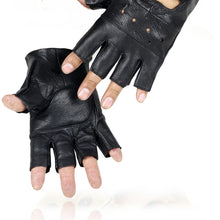 Load image into Gallery viewer, Gloves:  Faux Leather Half Fingered Gloves. High Quality. Slip-resistant. Driving, Training, Fitness.
