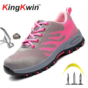 Boots: Pink Steel Toe  Sneakers. Comfortable. Slip Resistant.