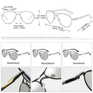 Eyewear: Aviation / Driving Intelligent Chameleon Style Glasses. Photochromic. Polarized. UV400.