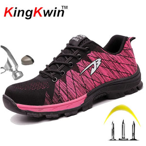 Boots: Pink Steel Toe  Sneakers. Comfortable. Slip Resistant.