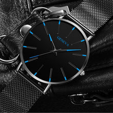 Load image into Gallery viewer, Watches: by Geneva. Minimalist Styling. Ultra Thin. Blue Stainless Steel Mesh. Quartz.
