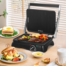 Load image into Gallery viewer, Gadgets: Electric Sandwicheras and Panini Grill. Temperature regulator, oil pick tray, 180 ° opening, non-stick plates, 2000W. (Power Inverter recommended for Truck use.) )
