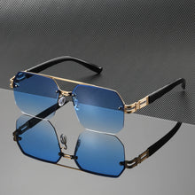 Cargar imagen en el visor de la galería, Eyewear: Sunglasses. Sleek Metal Frame. Modern Minimalist Style. Cool Urban and Highway look.
