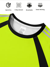 Cargar imagen en el visor de la galería, Safety Wear: Quick Dry T-shirt. High Reflectivity. Stripe Mesh. Short Sleeve. Also a  good workout shirt.
