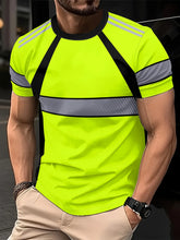 Cargar imagen en el visor de la galería, Safety Wear: Quick Dry T-shirt. High Reflectivity. Stripe Mesh. Short Sleeve. Also a  good workout shirt.
