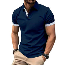 Load image into Gallery viewer, Shirts: Polo. Short Sleeve. Casual.. Slim Fit.. Color Blocking. England Style Streetwear.
