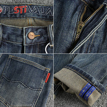 Load image into Gallery viewer, Pants: Nostalgic American Wash. Embroidered jeans. Slim Straight Leg.
