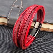 Load image into Gallery viewer, Wristwear:  Braided Leather Men Bracelet Classic Hand-woven Magnetic Buckle Multi-layer Leather Bracelet For Men Jewelry Gift
