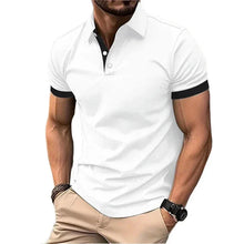 Load image into Gallery viewer, Shirts: Polo. Short Sleeve. Casual.. Slim Fit.. Color Blocking. England Style Streetwear.
