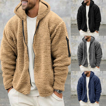 Load image into Gallery viewer, Coats / Jackets: Plush Jacket . Male Winter  Minimalist Style. Solid Colors With Zipper and Hood. Cozy Comfort in Cab.
