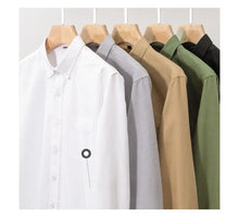 Load image into Gallery viewer, Shirts: Classic fit Oxford. 100%Cotton. Long-sleeve. Single pocket. Slim fit. Solid colors.
