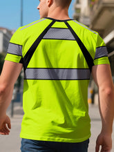 Cargar imagen en el visor de la galería, Safety Wear: Quick Dry T-shirt. High Reflectivity. Stripe Mesh. Short Sleeve. Also a  good workout shirt.
