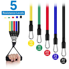 Load image into Gallery viewer, Fitness: Pull Rope, Resistance Bands. 11pcs/Set. Portable. Ankle Strap, Chest Expander, Elastic
