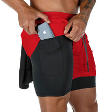 Cargar imagen en el visor de la galería, Fitness: Athletic Shorts. Quick Dry. Compression Underlining. Pocket for keys or phone.
