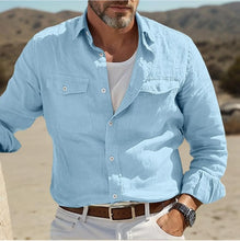 Cargar imagen en el visor de la galería, Shirts: Linen Shirt Business Gentleman Denim.. Various Colors
