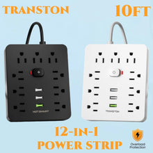 Load image into Gallery viewer, Gadgets: Power Strip. Power Outlet with Surge Protector. 9 power strip 3 USB Ports. 10ft Extension Cord, Quick Charge
