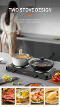 Load image into Gallery viewer, Gadget:  Electric Hot Plate, 2000W, Dual Control Infrared Cooktop, Double Burner, Portable Countertop Burner, Electric Cooktop
