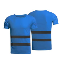 Load image into Gallery viewer, Safety Wear: Striped Solid Plain T-shirt. Workwear. Round Neck. Short Sleeves. International Sizes.
