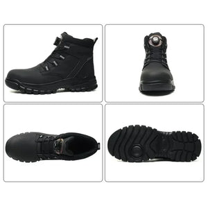 Boots: Waterproof Safety Boots. Indestructible Steel Toe. Anti-smash. Stab-resistant. Button Release..  (See Images for Size conversions)