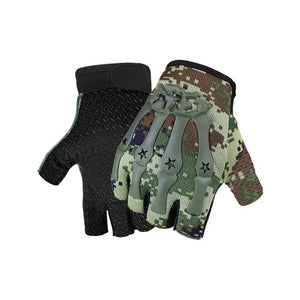 Gloves: Non-slip. Half Fingered. Velcro Wrist Strap