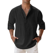 Cargar imagen en el visor de la galería, New Cotton Linen Shirts for Men Casual Shirts Lightweight Long Sleeve Henley Beach Shirts Hawaiian T Shirts for Men
