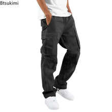 Load image into Gallery viewer, Pants: Cargo Pants. Full Length. Solid Colors. Loose Multi-pocket. Drawstring.
