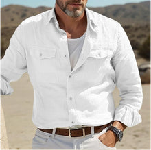 Cargar imagen en el visor de la galería, Shirts: Linen Shirt Business Gentleman Denim.. Various Colors
