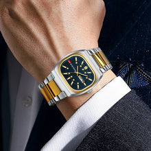 將圖片載入圖庫檢視器 Watches: 40mm Square Analog Face. Diving Series. Clock Black Stainless Steel. Quartz Movement,

