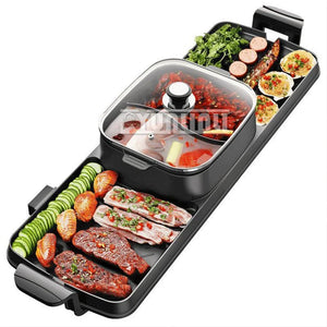 Gadgets / Cooking: 2200W Portable Smokeless Barbecue Plate. Integrated Pot for Multi-functionality.