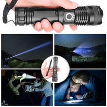 Load image into Gallery viewer, Gadgets / Flashlight: High Power XHP100 LED. Rechargeable USB. 4 Core Torch. Zoom.
