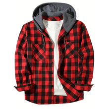 Load image into Gallery viewer, Coats / Jackets: Classic Plaid Flannel Button Down. Hooded. Long Sleeved. Double Pockets. Spring / Autumn
